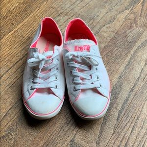 White and pink converse sneakers